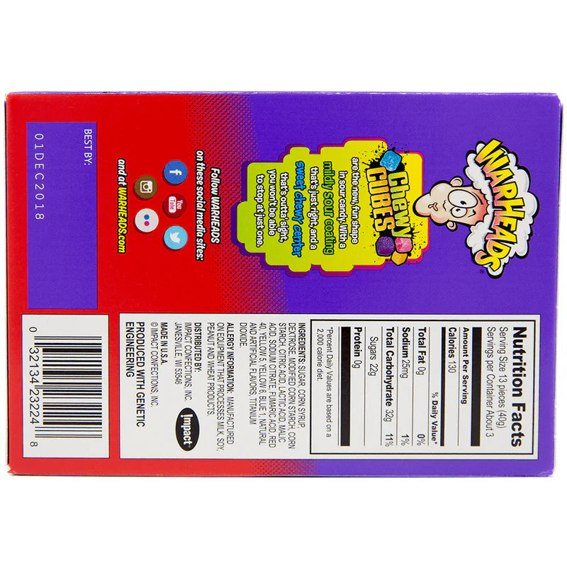 Warheads Chewy Cubes Theatre Box (113g